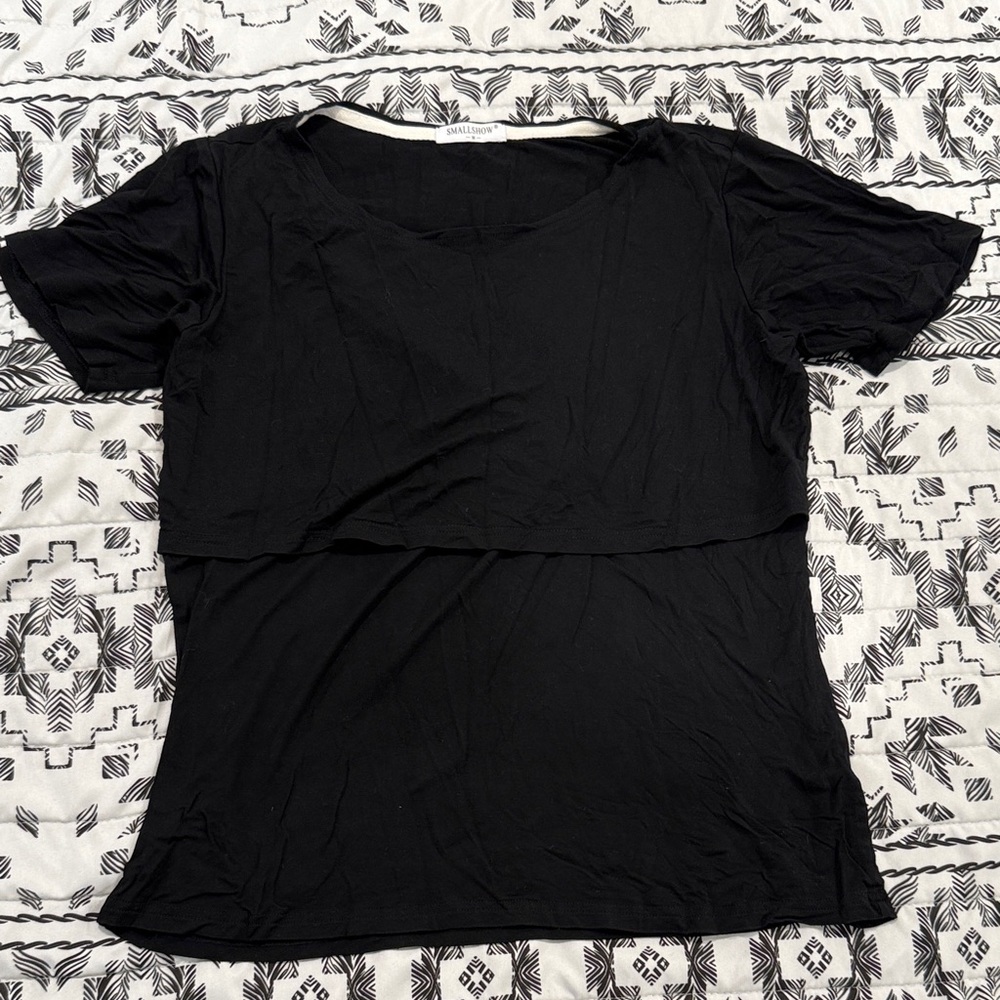 Elegant Black Breastfeeding Top